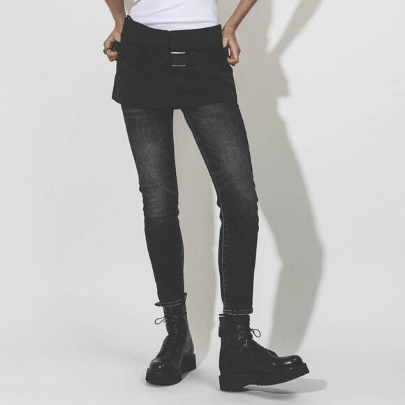 R13 Boy Skinny Jeans Morrison Black Denim Low Rise Casual Womens Size 25